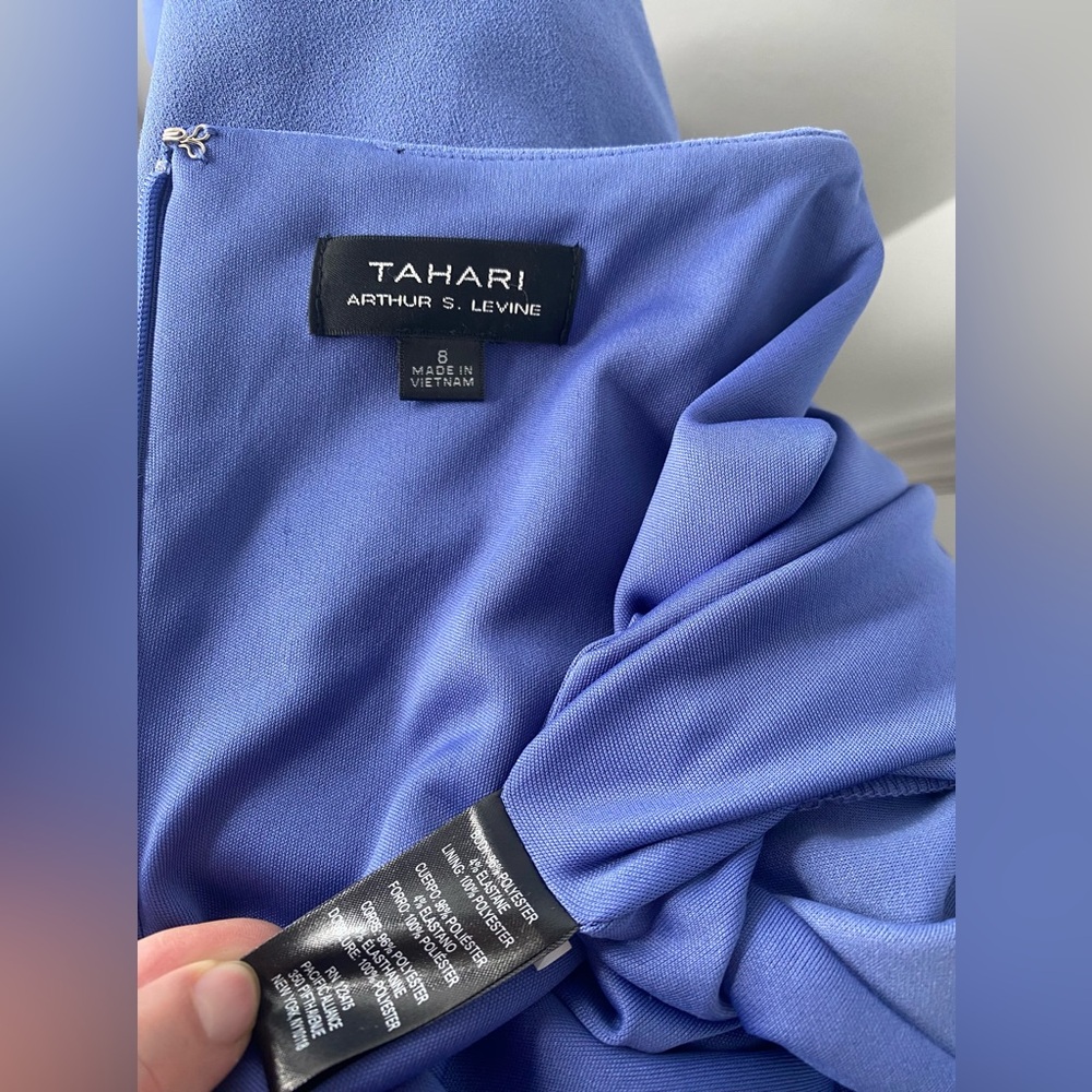 Tahari ASL 8 Macys Periwinkle Blue Sleeveless Tie-Waist Jumpsuit w Pockets - Picture 7 of 7